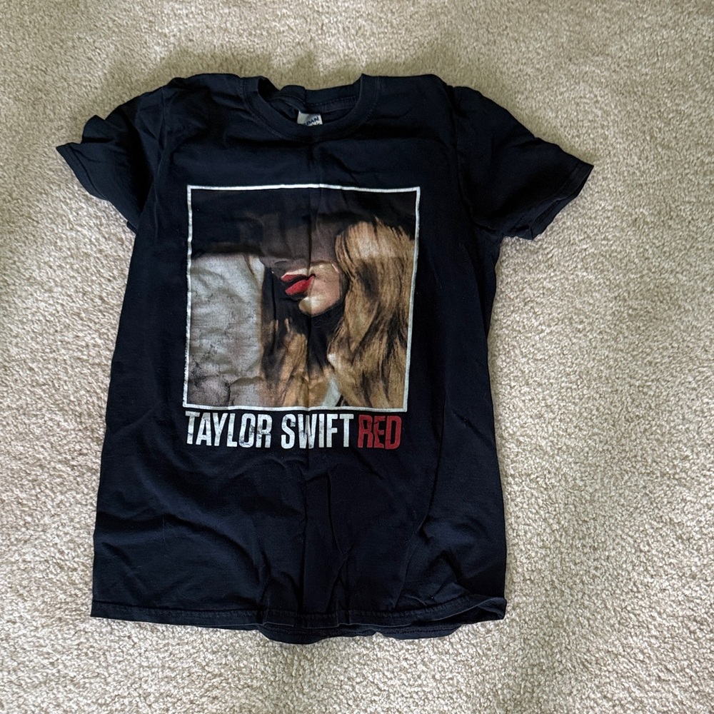 Taylor Swift Black Tee with Red Accents